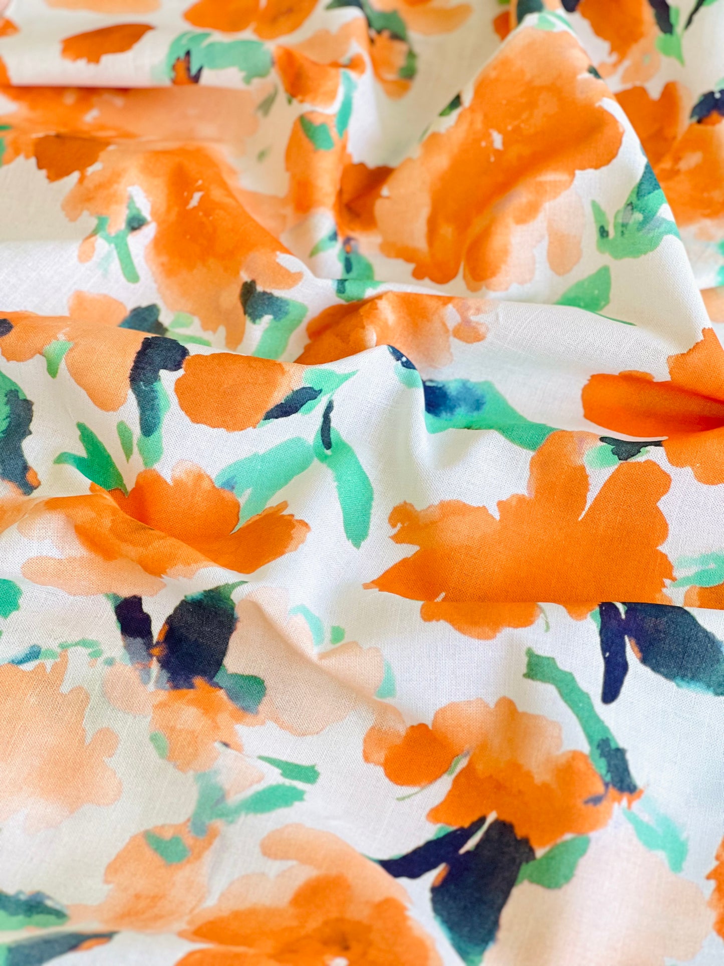 Printed Linen Aquarela Flowers