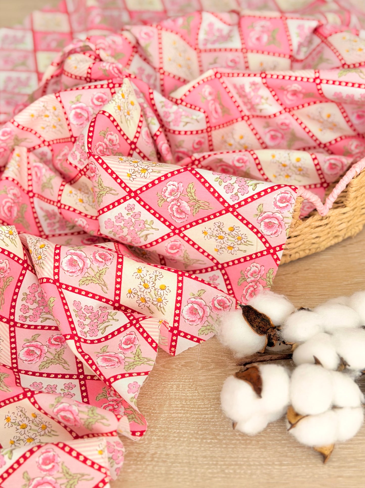Cotton Twill Rose Patchwork