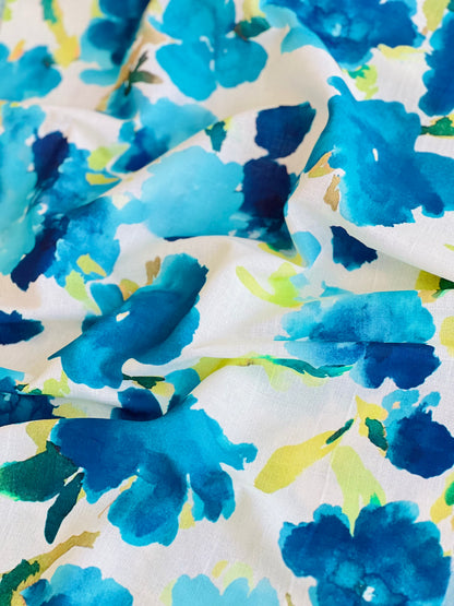 Printed Linen Aquarela Flowers