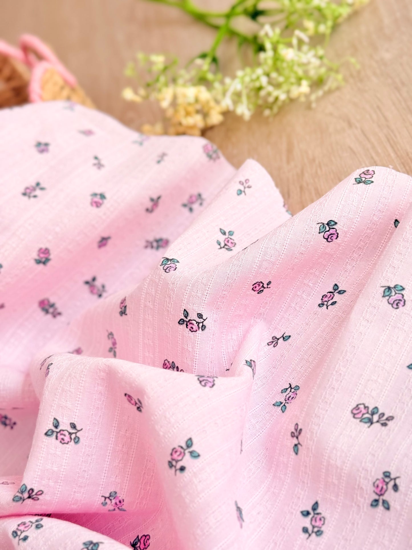 Embroidered Cotton Blush Petals