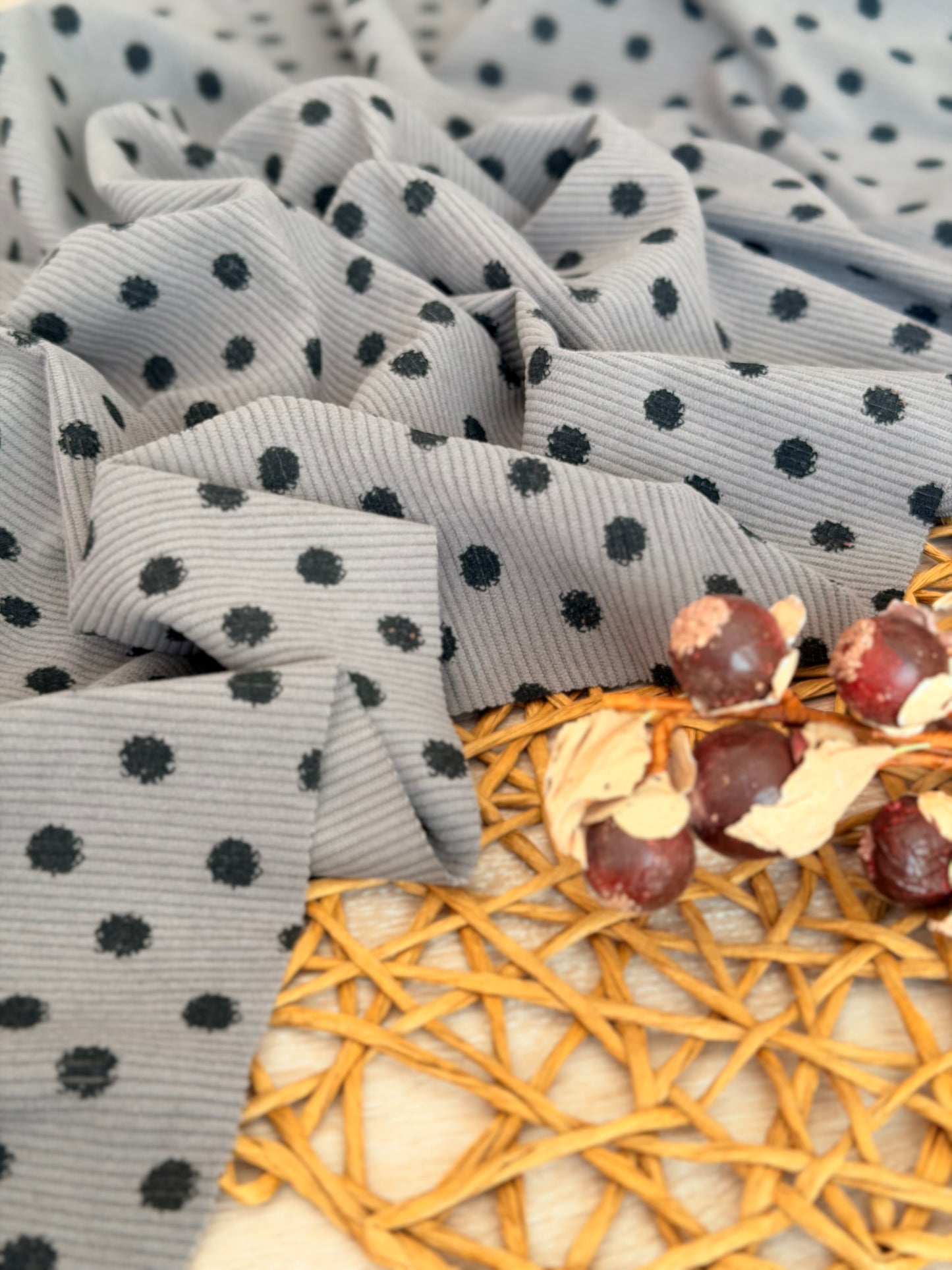 Printed Corduroy Mocha Dots