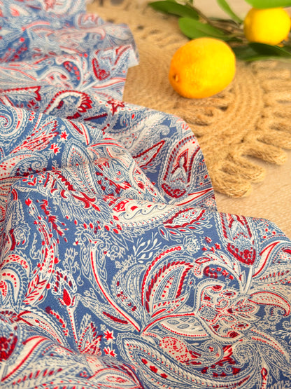 Printed Cotton Blue Paisley