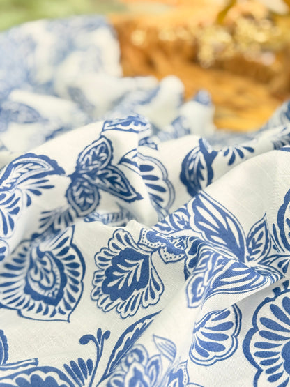 Printed Linen Indigo Harmony
