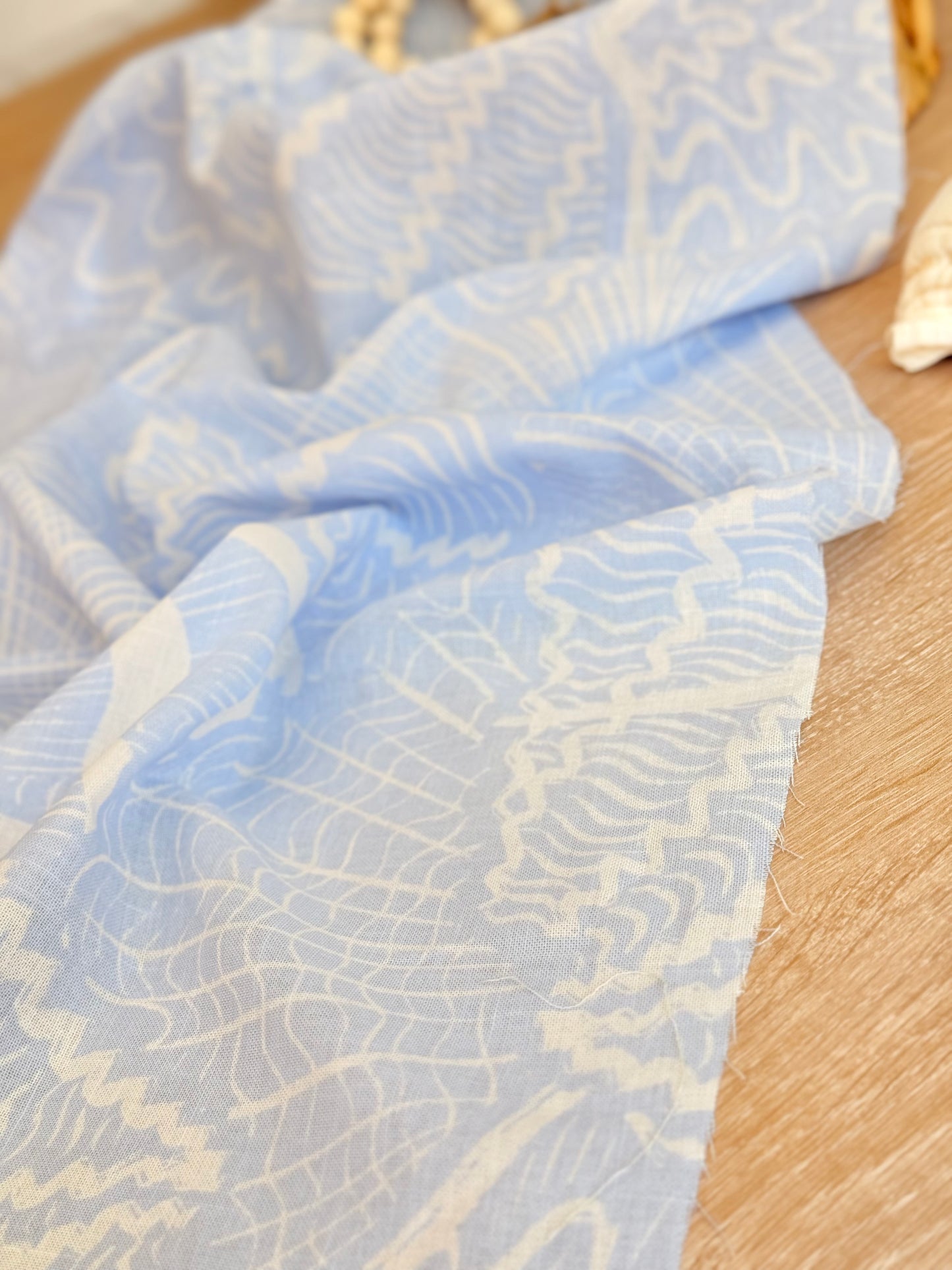 Printed Linen Coral Flow