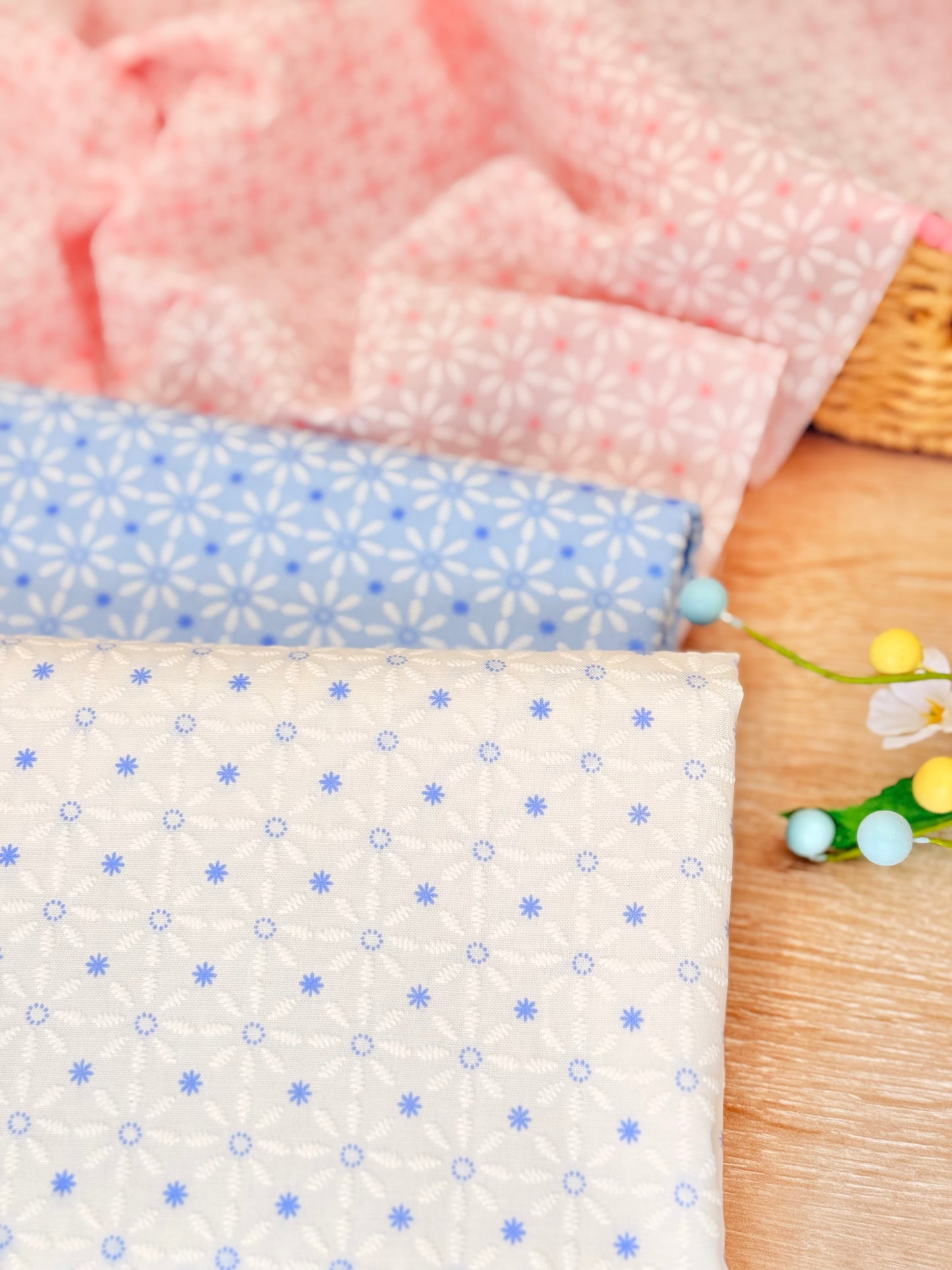 Puff Printed Cotton Blossom Grid