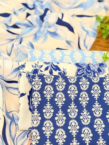 Printed Linen Indigo Garden