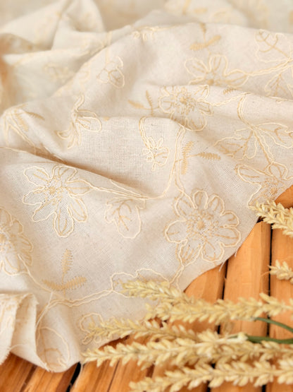 Embroidered Linen Ivory Meadow