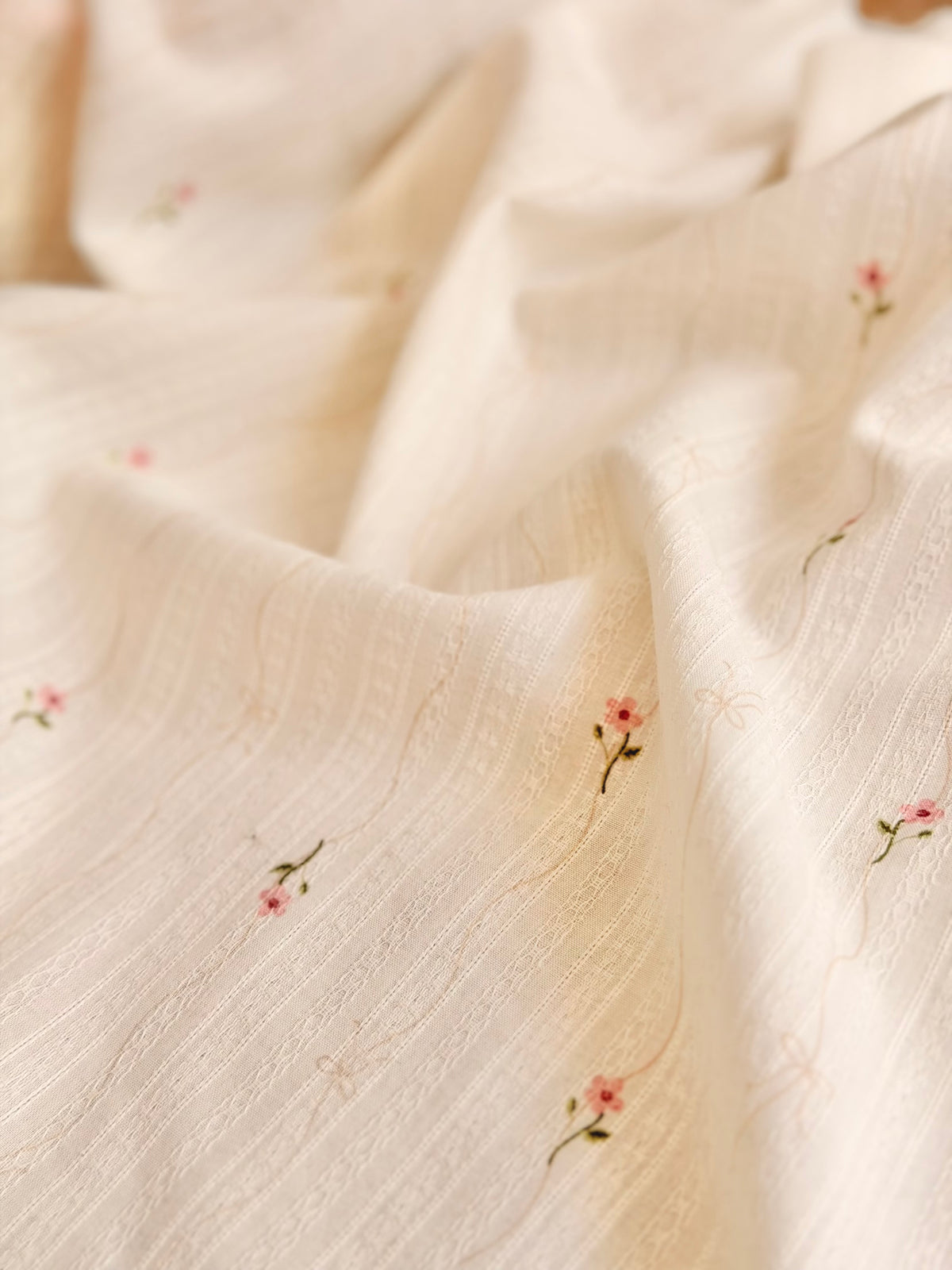 Embroidered Cotton Blush Garden