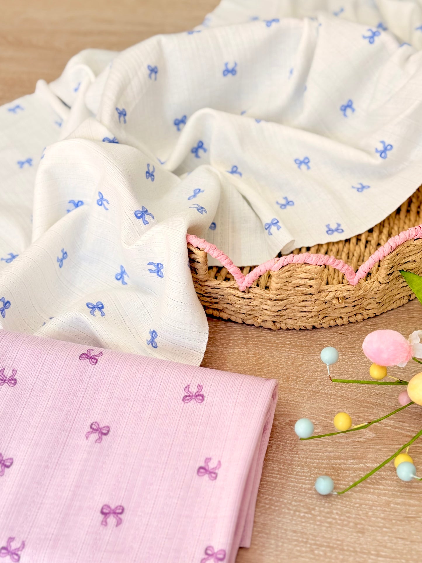 Printed Cotton Jersey Little Bows