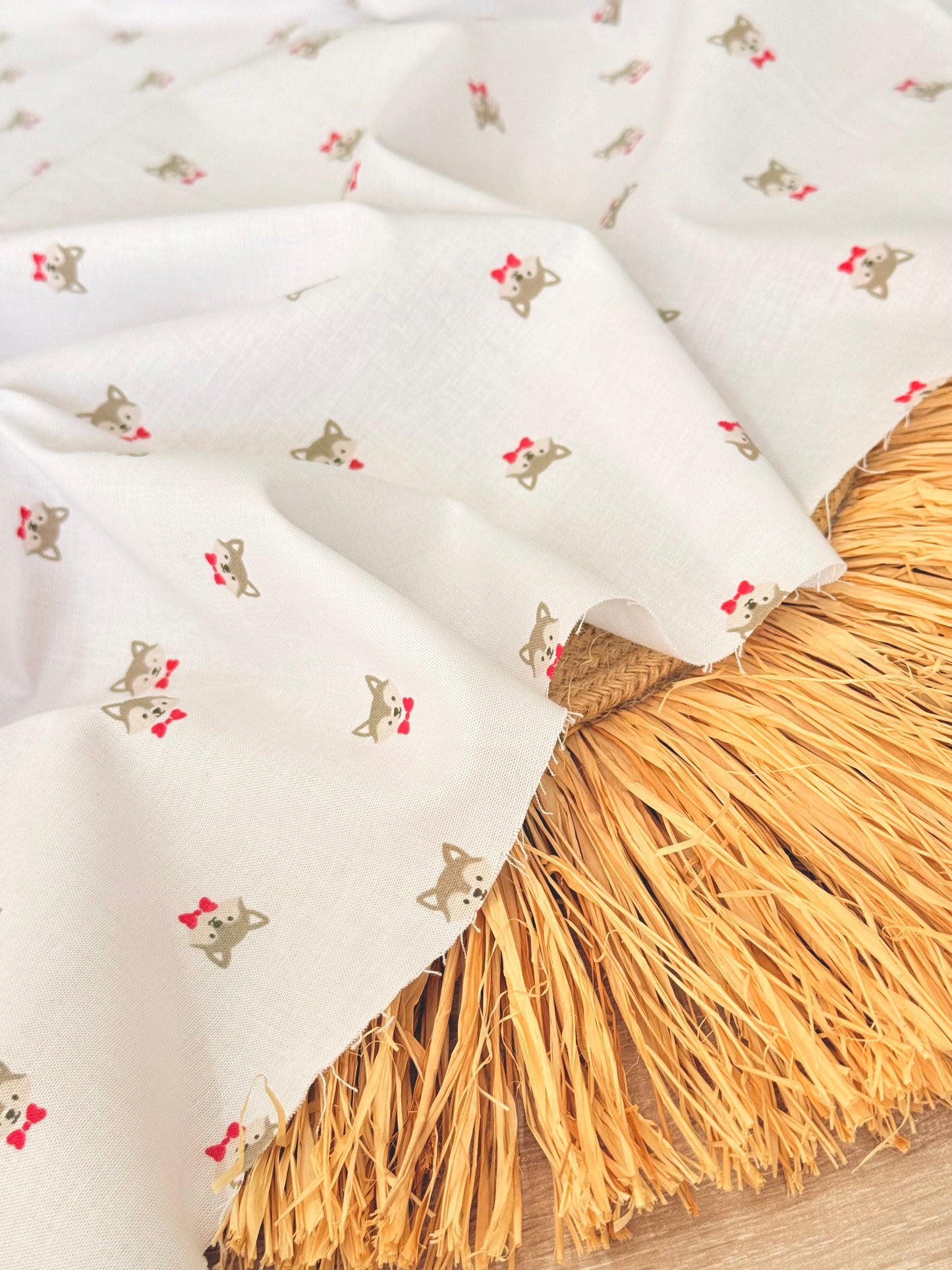 Printed Cotton Bow Puppy