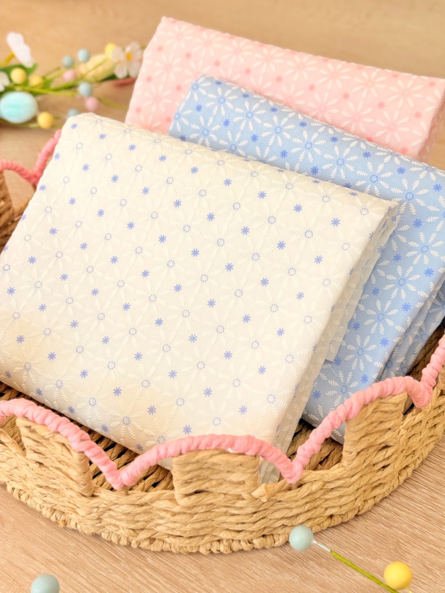 Puff Printed Cotton Blossom Grid