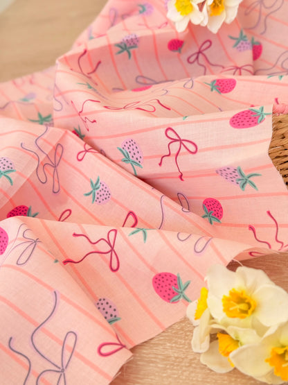 Printed Cotton Strawberry Ribbons