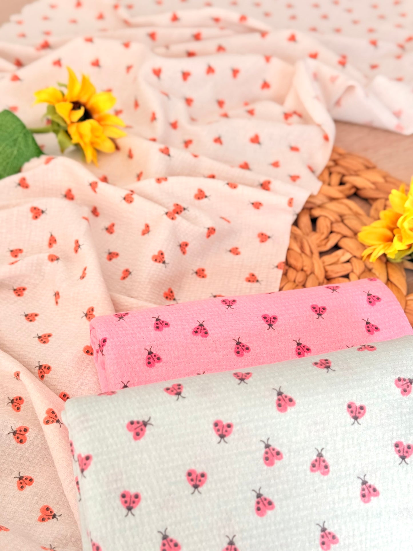 Knitted Seersucker Ladybug Garden