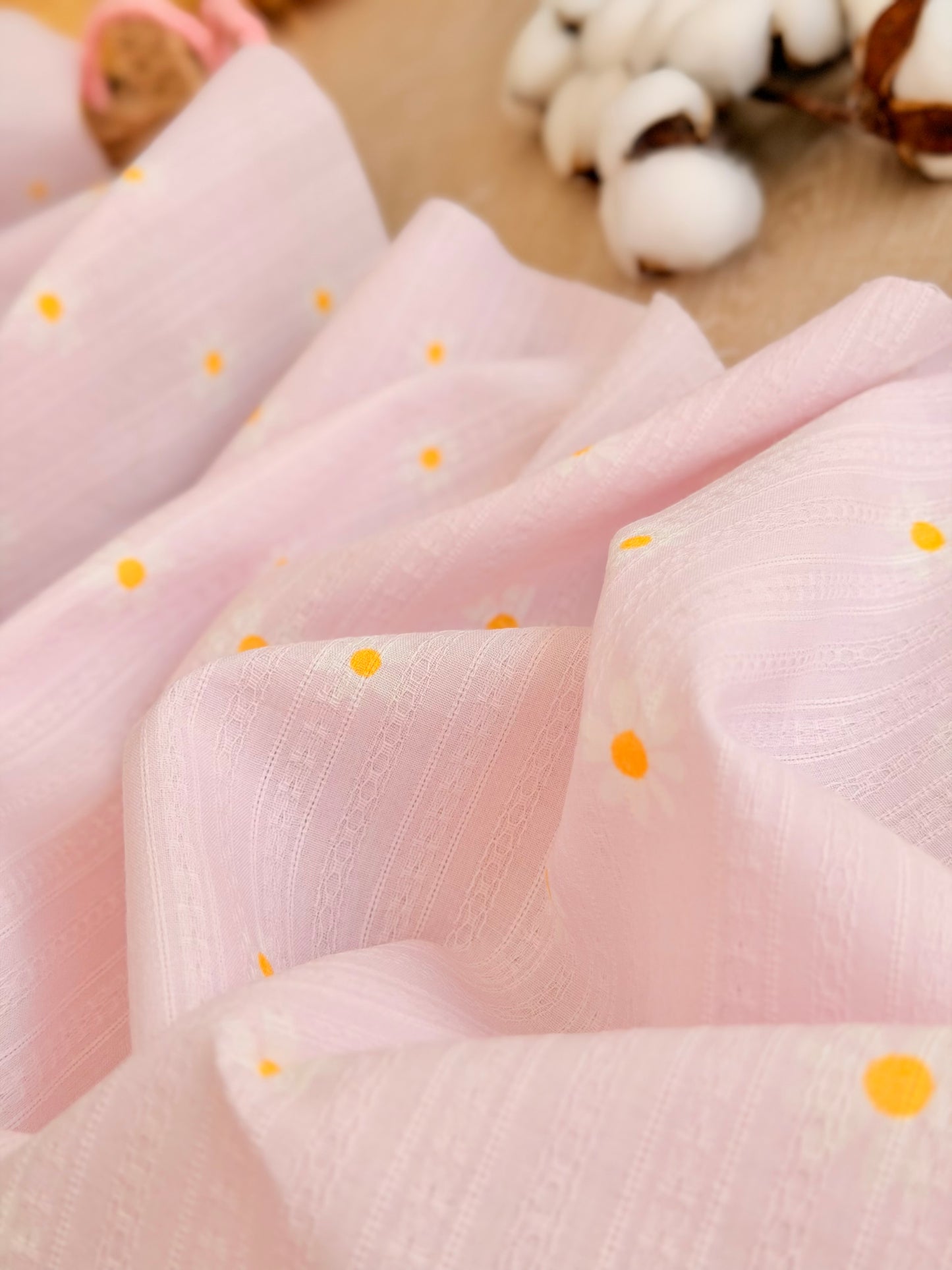 Embroidered Cotton Daisy Blush