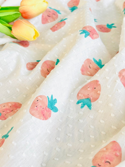 Printed Plumeti Cotton Happy Strawberry