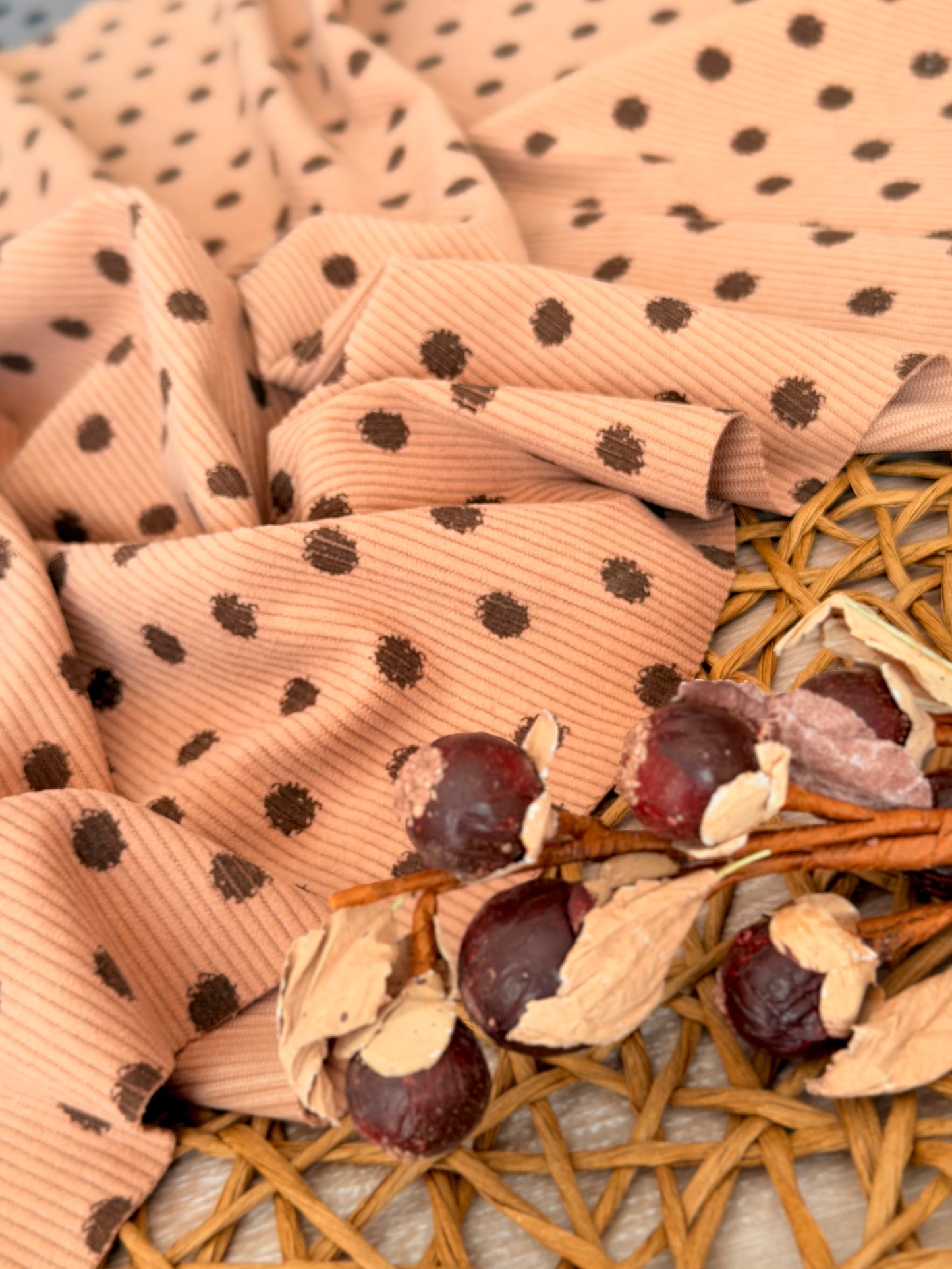 Printed Corduroy Mocha Dots
