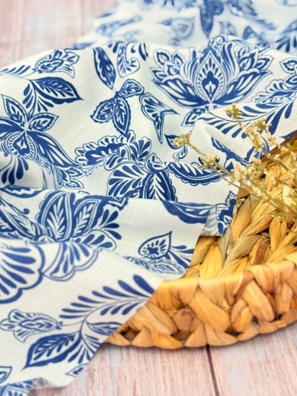 Printed Linen Indigo Harmony