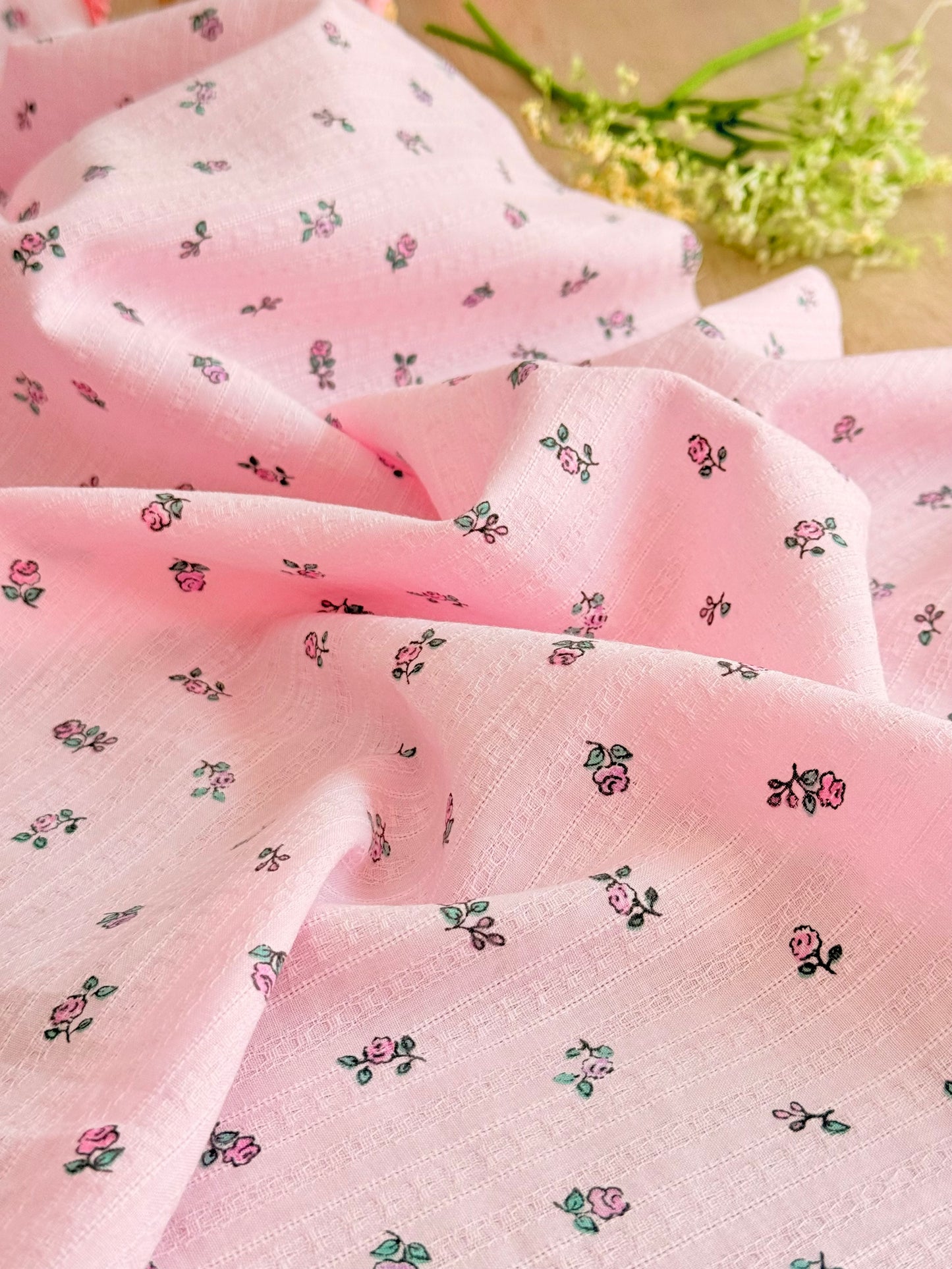 Embroidered Cotton Blush Petals