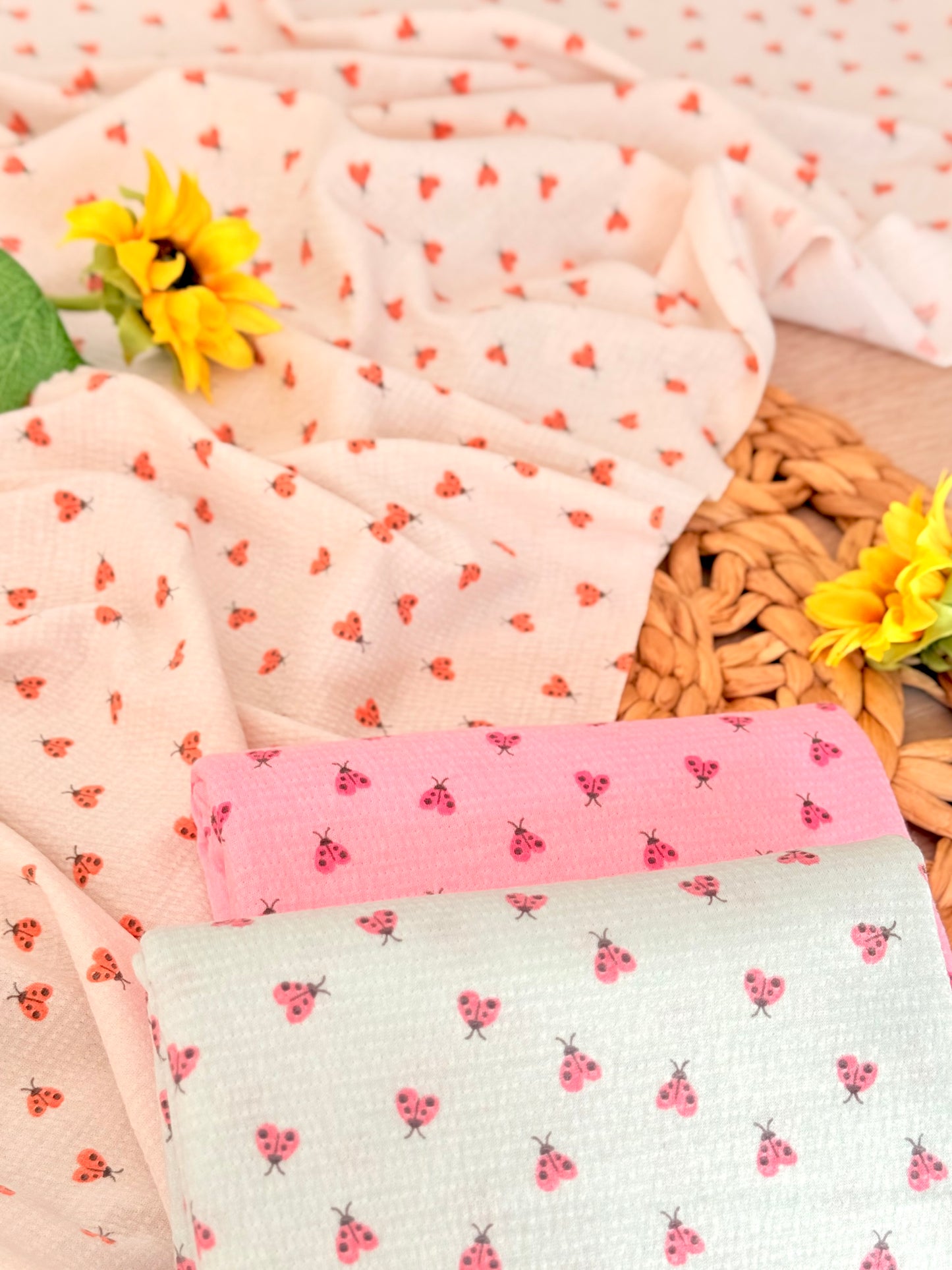 Knitted Seersucker Ladybug Garden