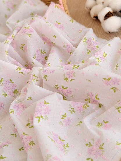 Printed Plumeti Cotton Pink Hydrangea