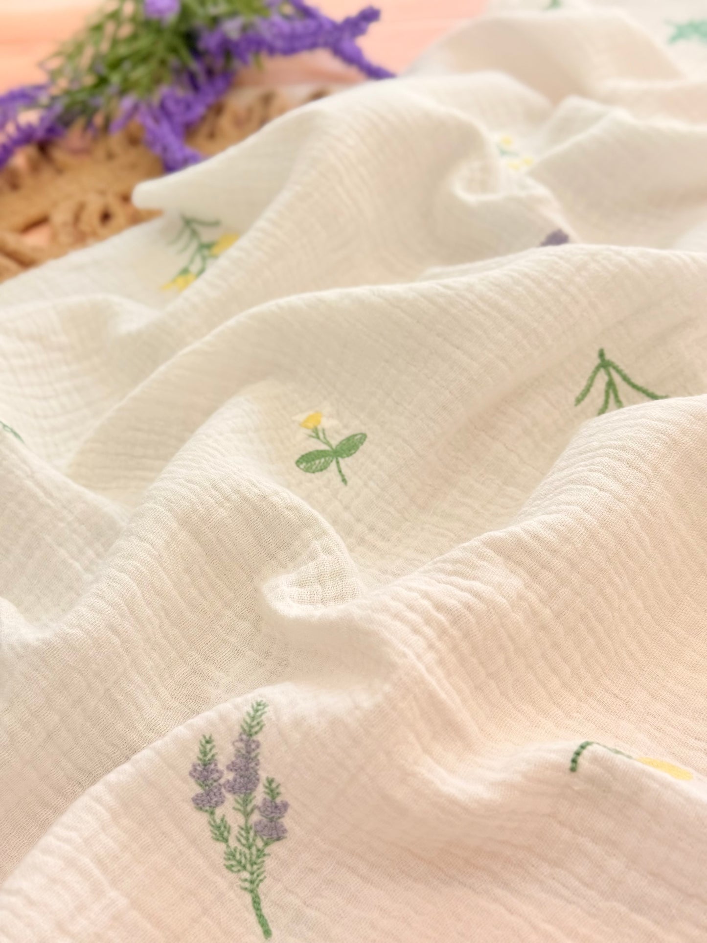 Muselina Bordada Lavender Meadow