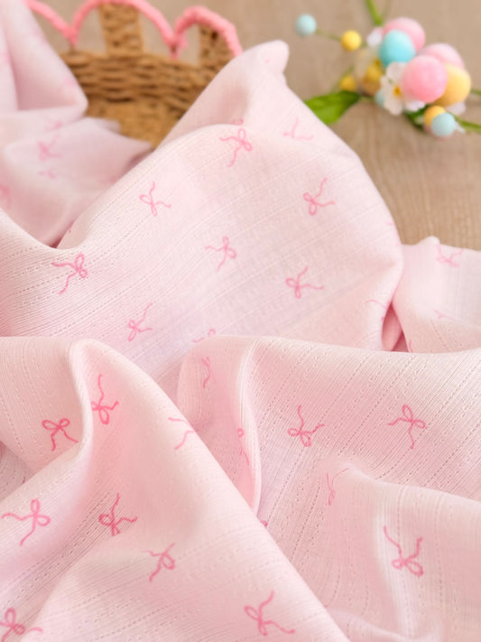 Printed Cotton Jersey Blush Bows