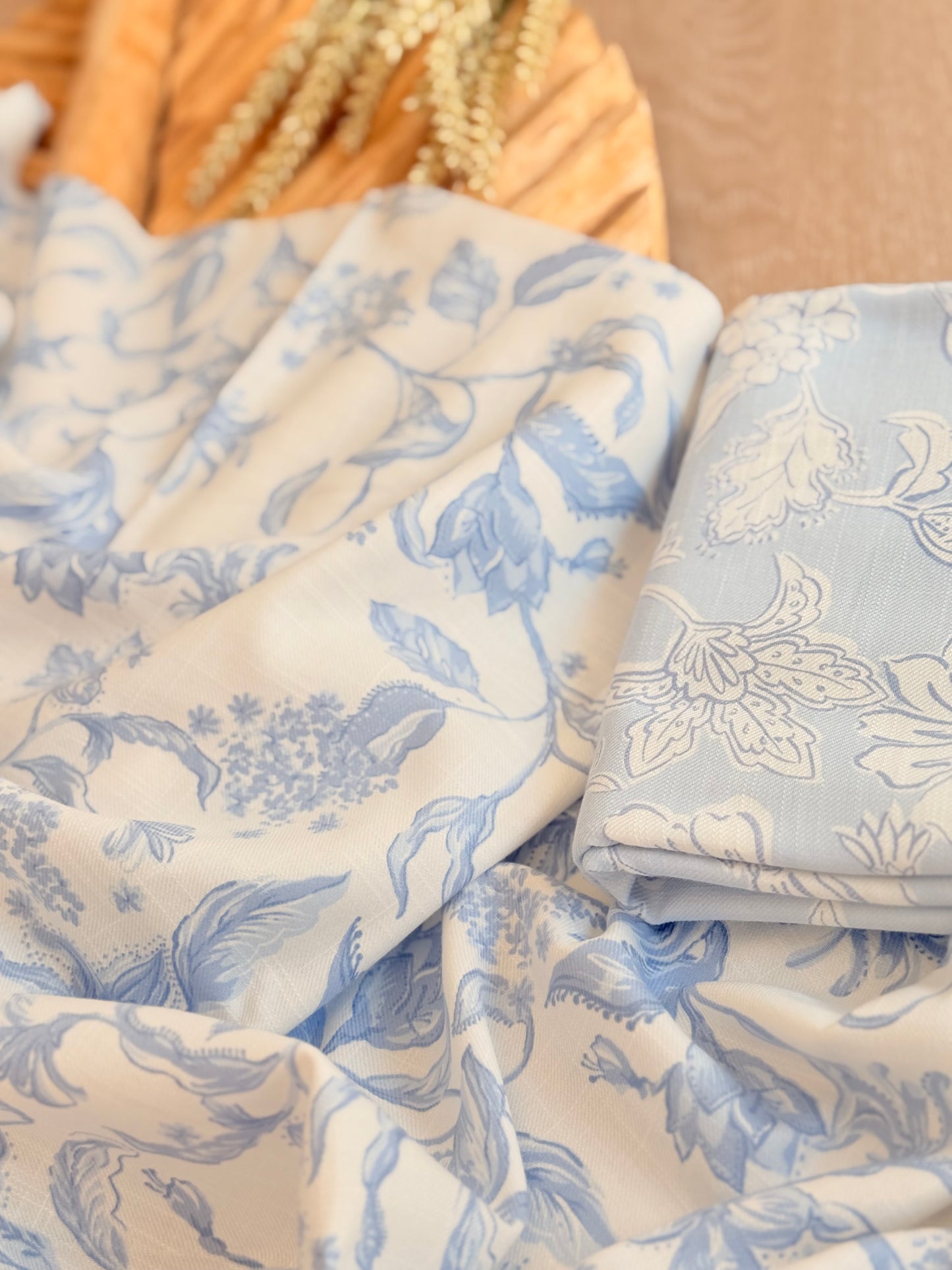 Printed Linen Slub Porcelain Garden