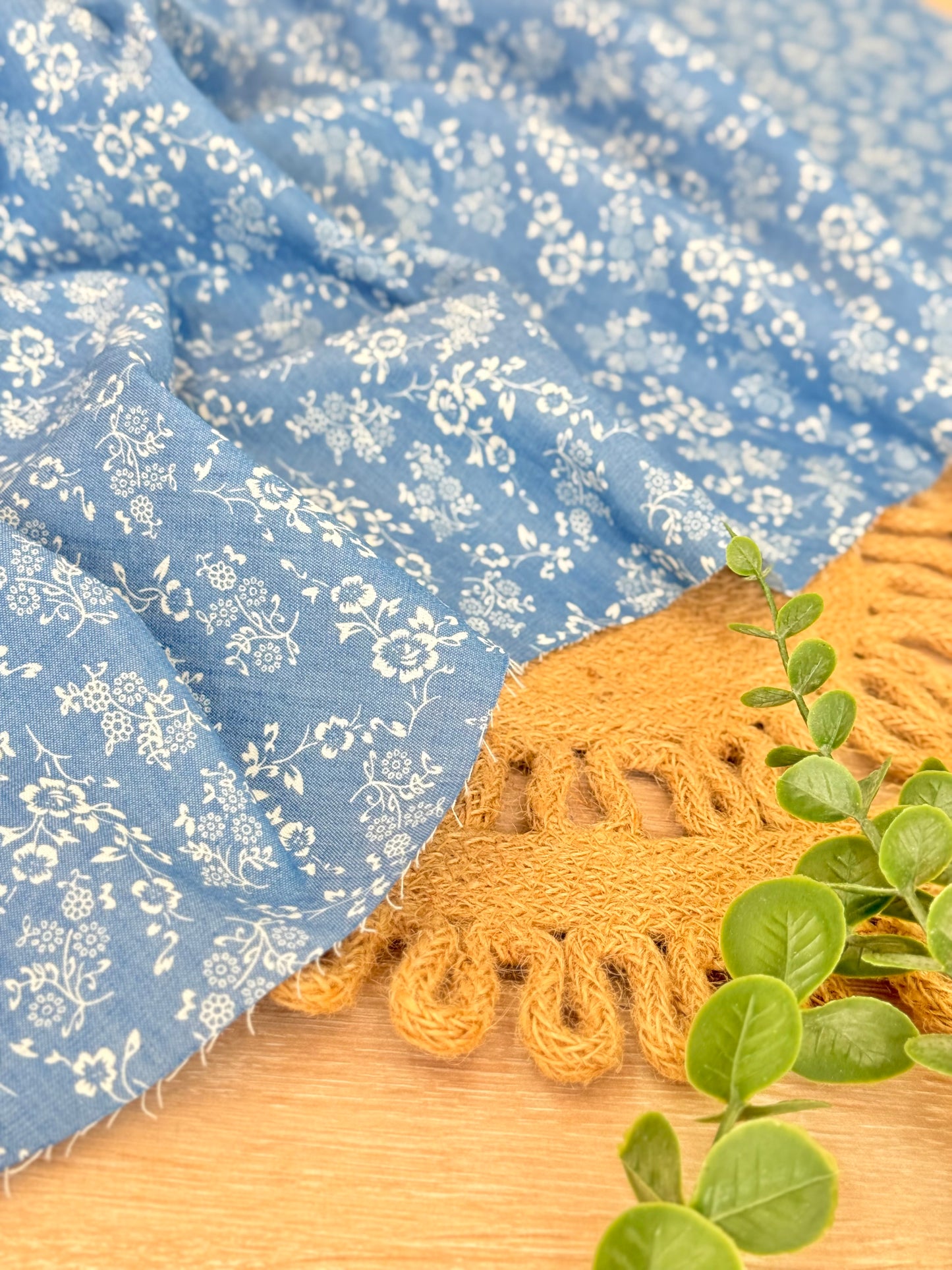 Printed Denim Cottage Bloom