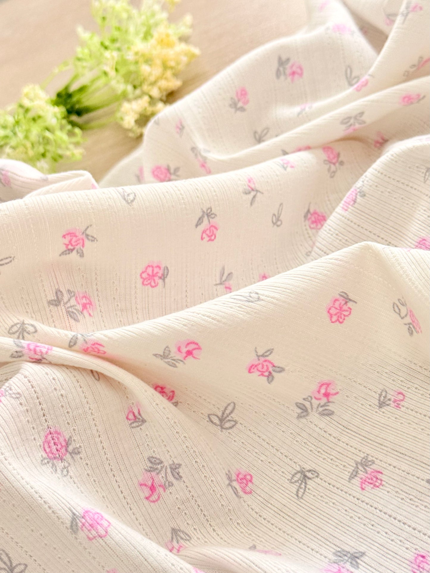 Printed Cotton Jersey Cottage Garden