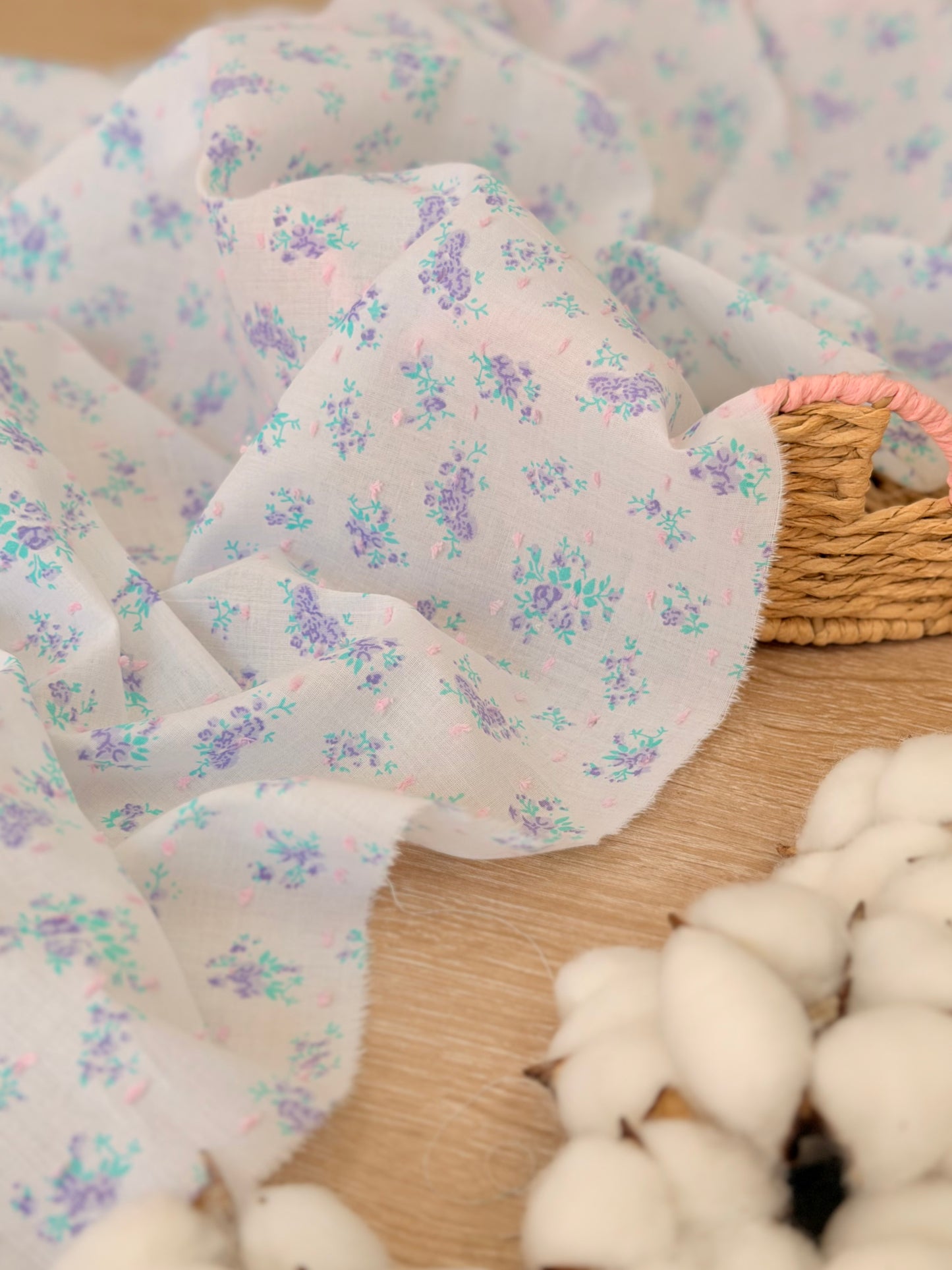 Printed Plumeti Cotton Lilac Meadow