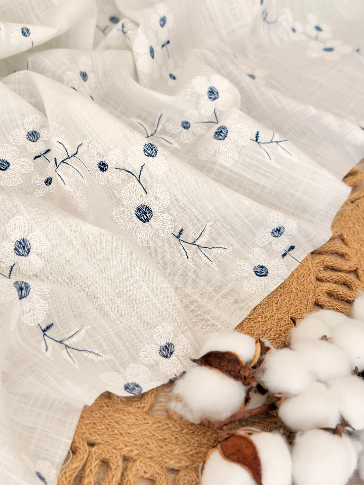 Puff Printed Cotton Blue Blossom