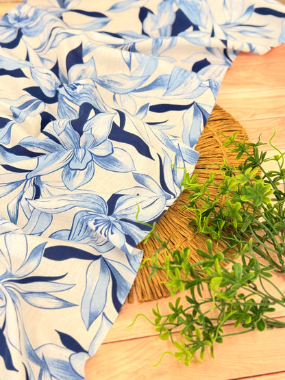 Printed Linen Indigo Garden