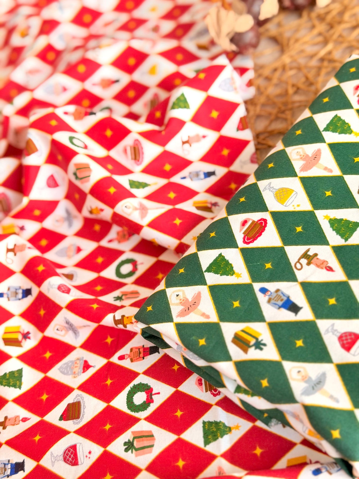 Cotton Twill Christmas Argyle