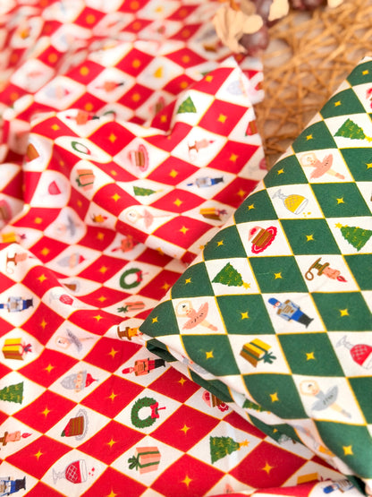 Cotton Twill Christmas Argyle