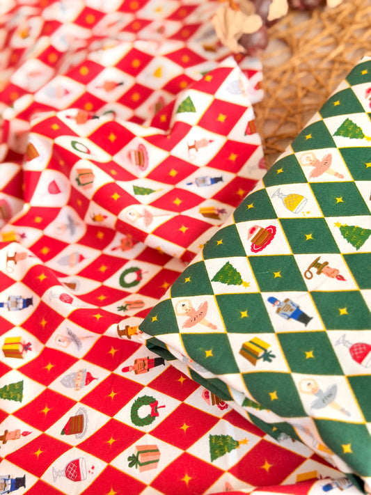 Cotton Twill Christmas Argyle