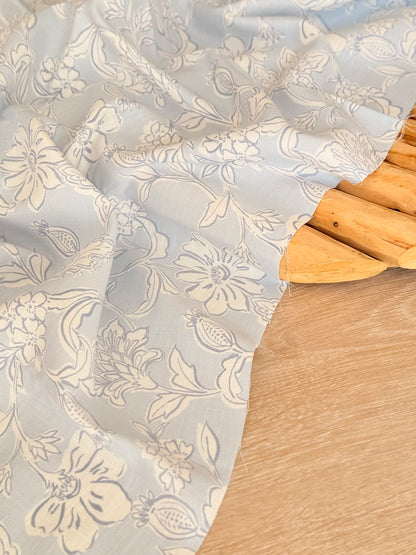 Printed Linen Slub Porcelain Garden