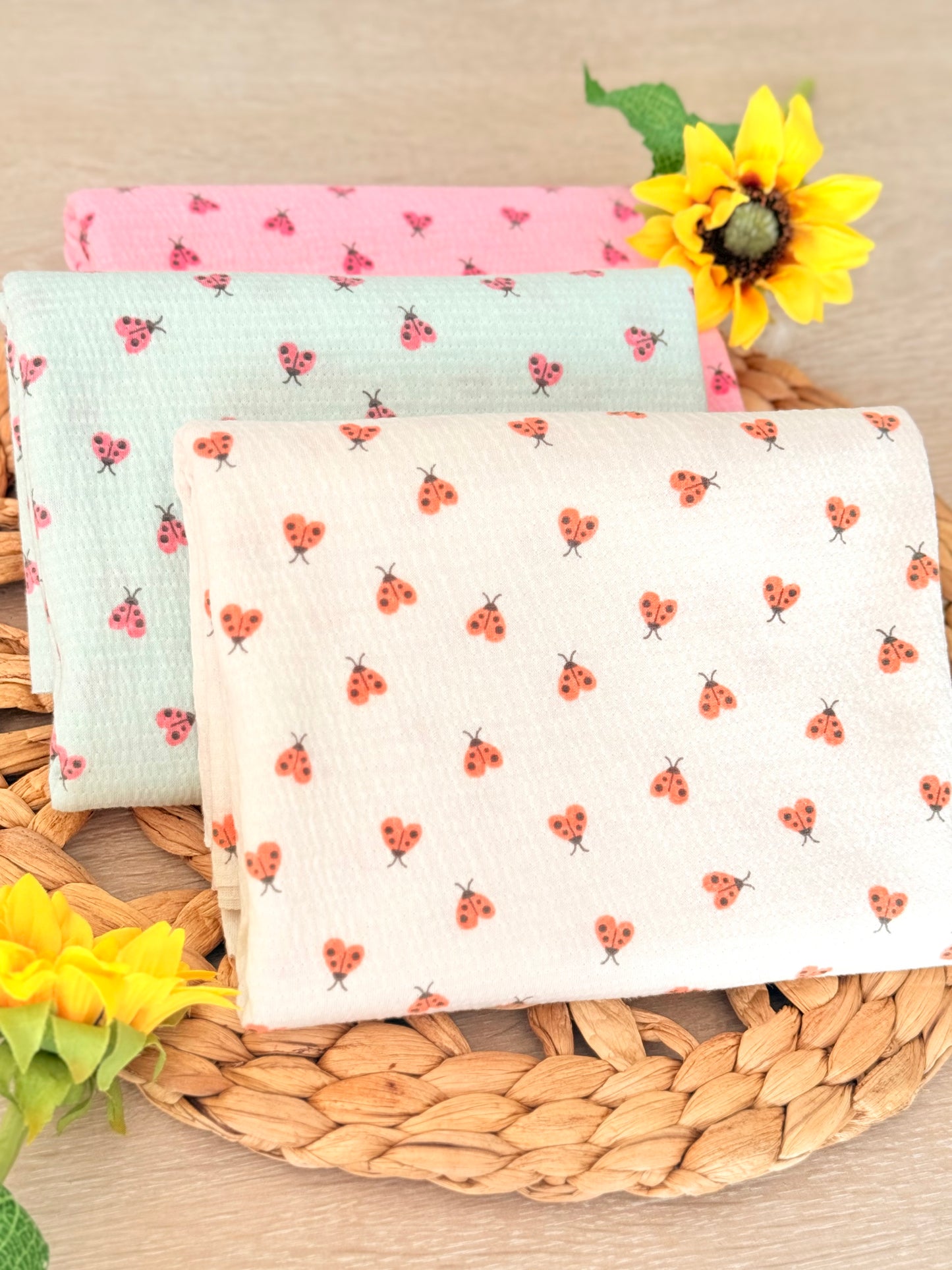 Knitted Seersucker Ladybug Garden