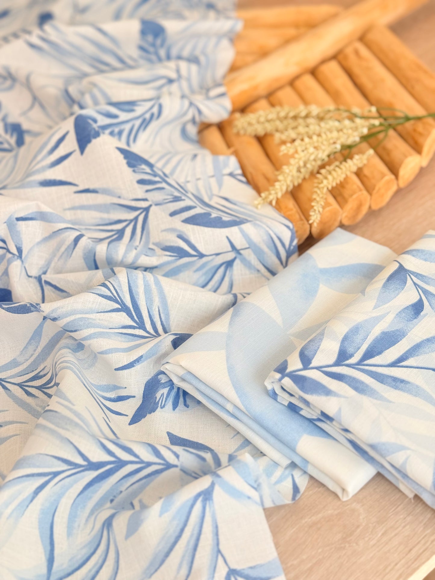 Printed Linen Blue Breeze