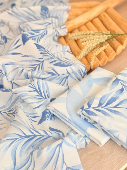 Printed Linen Blue Breeze