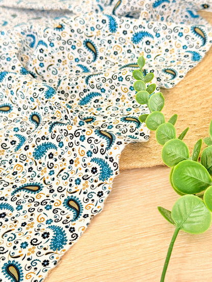 Printed Cotton Azure Paisley