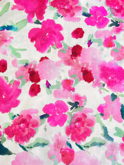 Printed Linen Aquarela Flowers