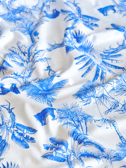 Printed Linen Blue Jungle