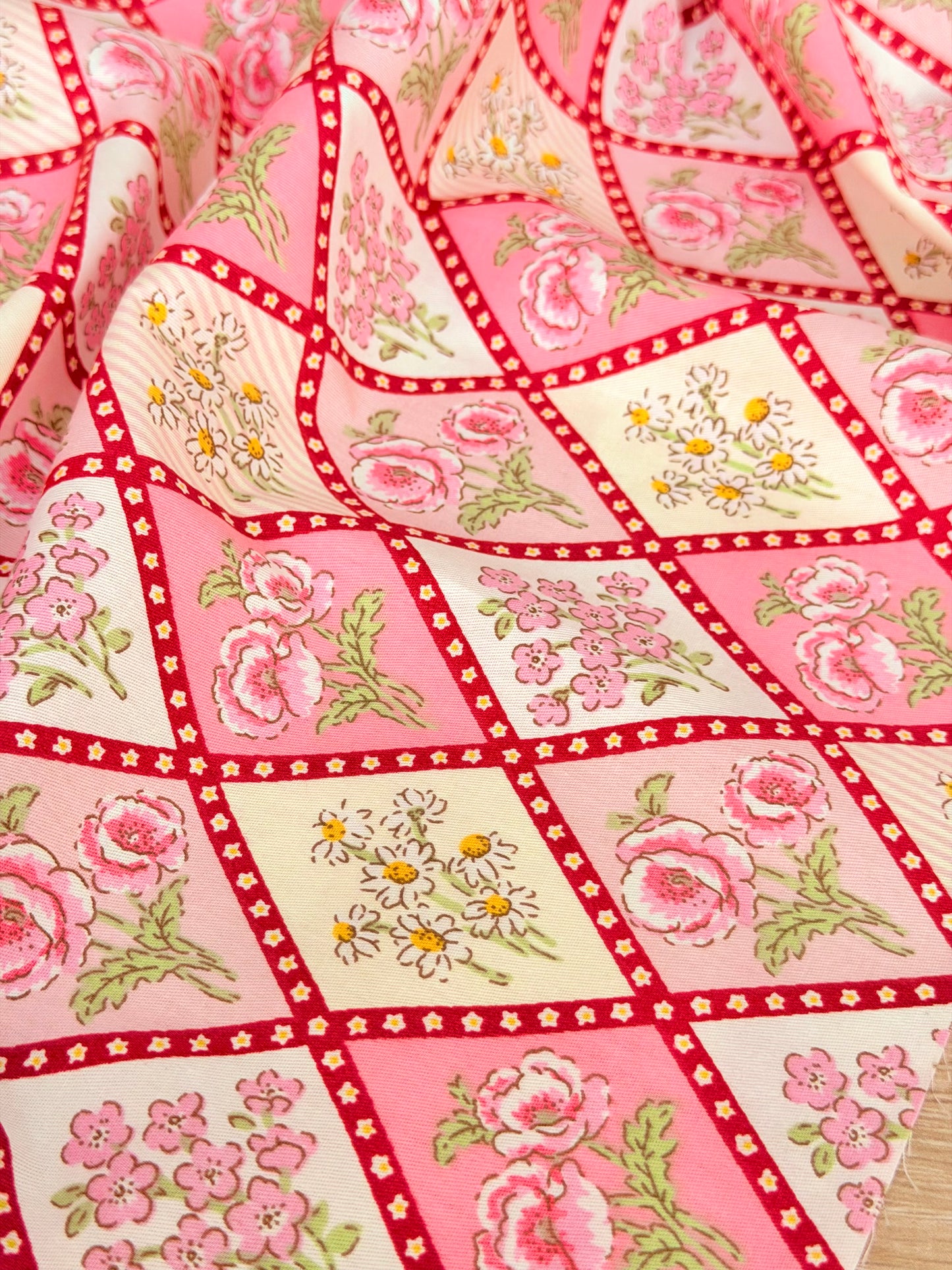 Cotton Twill Rose Patchwork