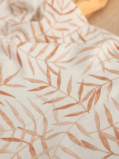 Printed Linen Slub Willow Leaves