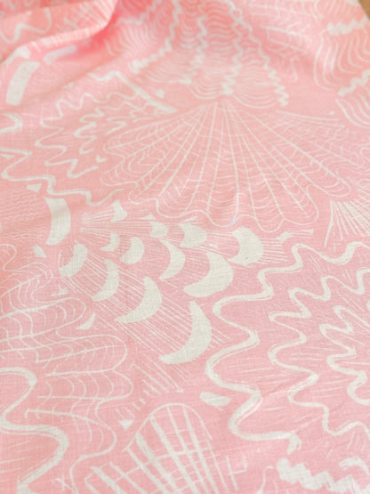 Printed Linen Coral Flow