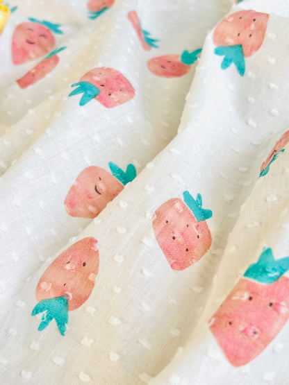 Printed Plumeti Cotton Happy Strawberry