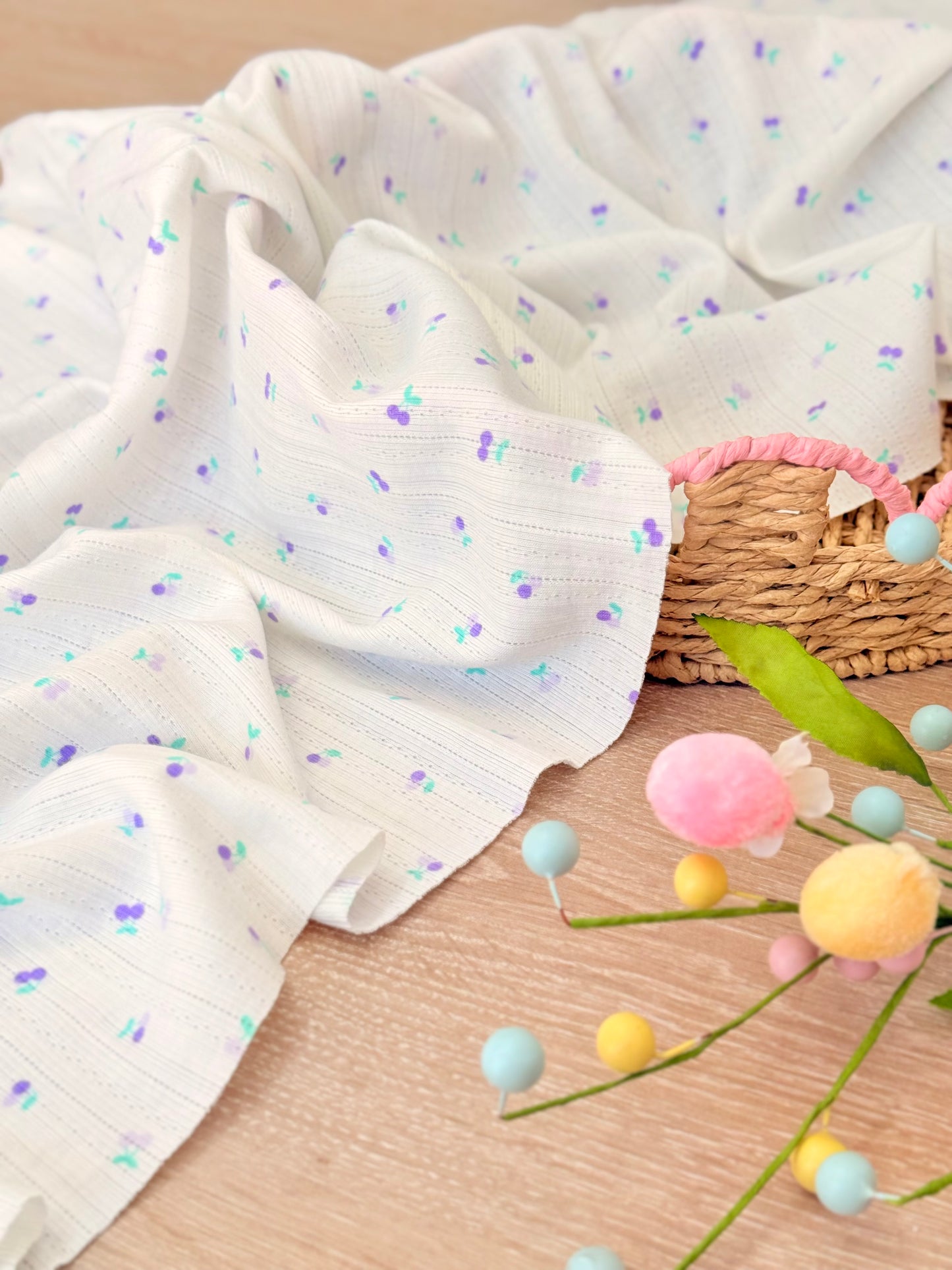 Printed Cotton Jersey Sweet Cherries