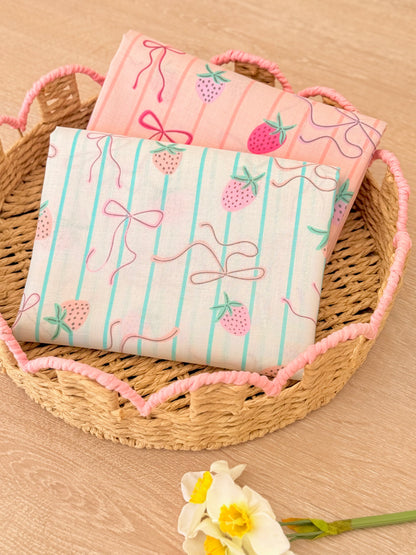 Printed Cotton Strawberry Ribbons