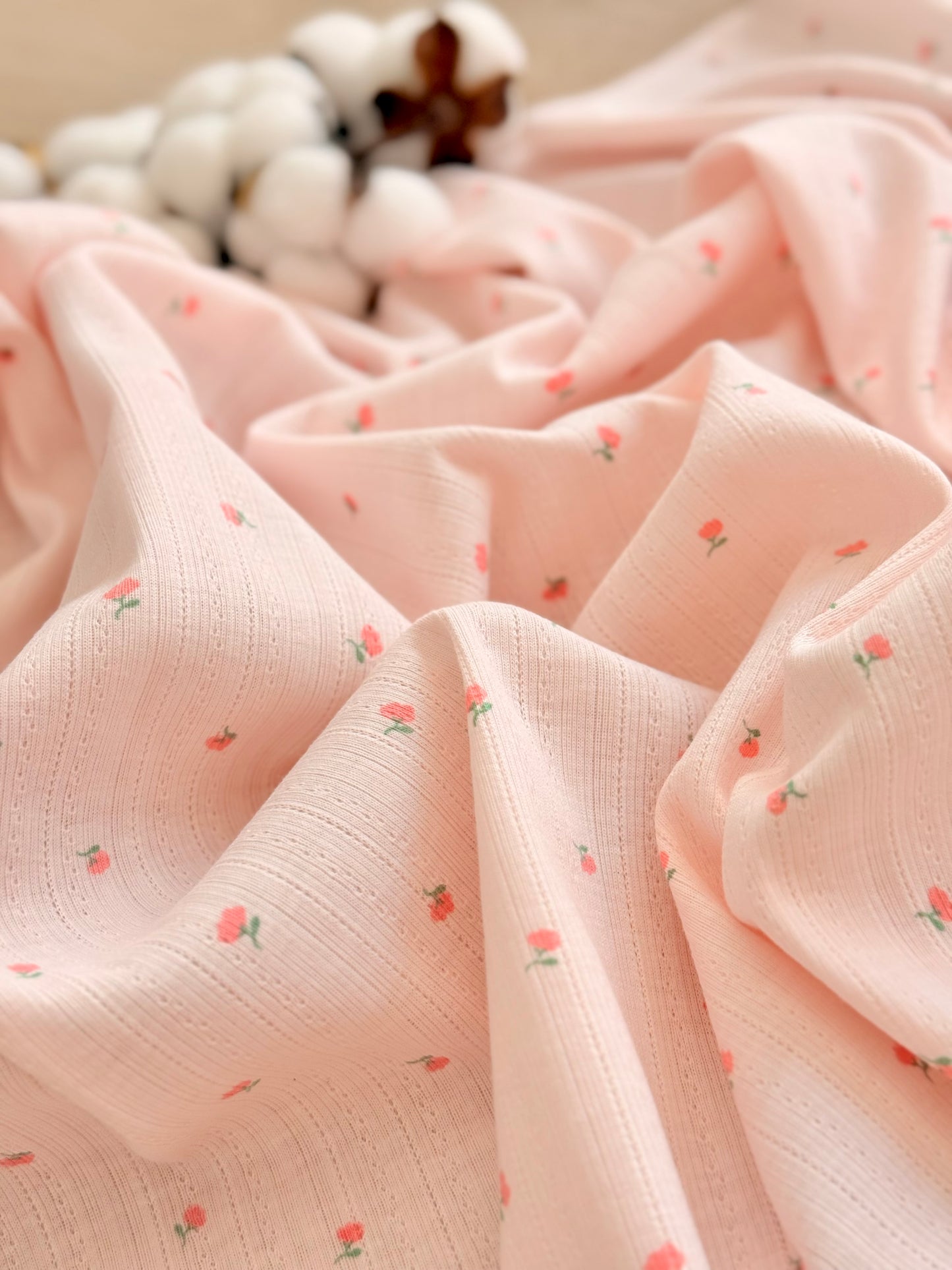 Printed Cotton Jersey Tiny Roses