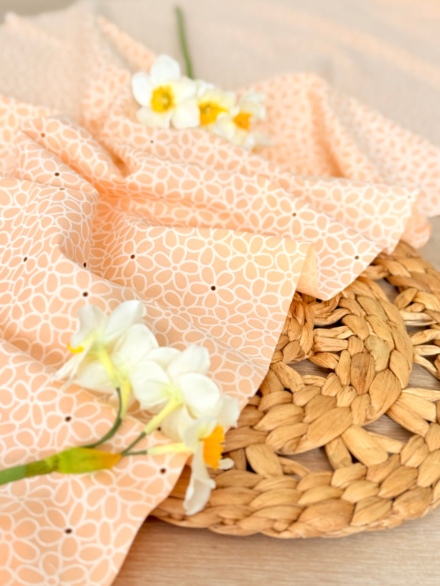 Printed Holl Out Cotton Spring Petals